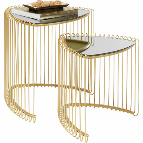 Alternative view of Side Table Wire Triangle Gold - 86421