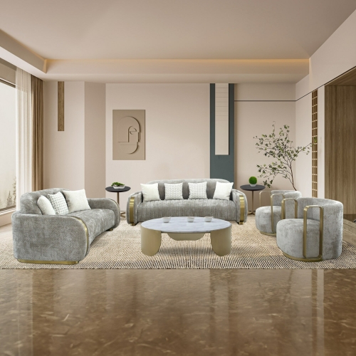 Sofa Set Grey 7 Seater HD-21086