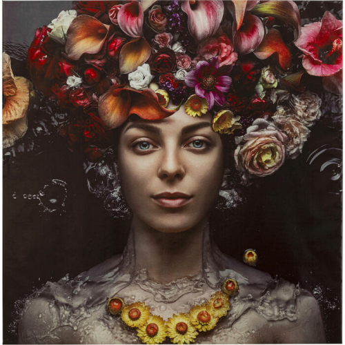 Canvas Picture Flower Art Lady 200x200cm - 55388