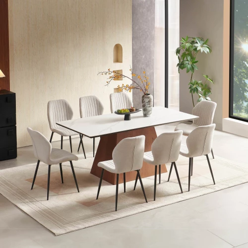 Dining Table White with 8 Chairs M-181640