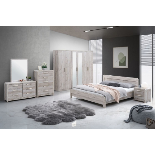 Double Bedroom 6 Pieces without Wardrobe WINTER-AURELIA LIGHT BROWN