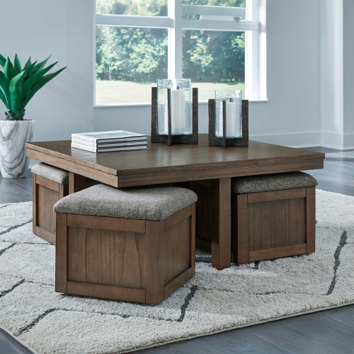 Center Table with 4 Stools Brown - T738-20