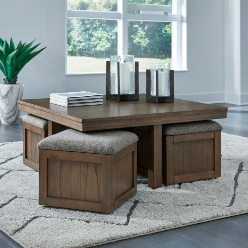 Center Table with 4 Stools Brown - T738-20