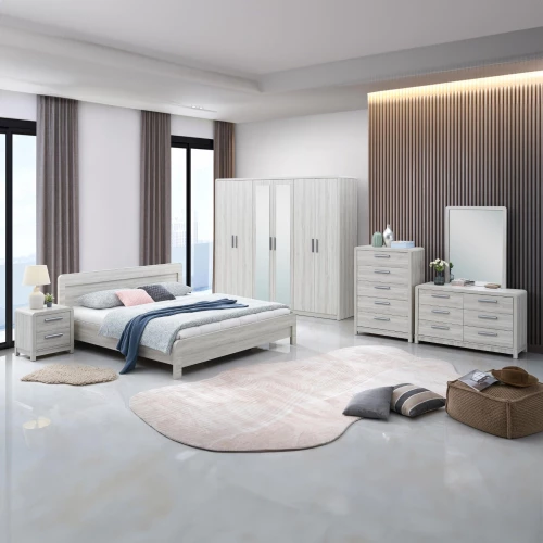 Double Bedroom 6 Pieces without Wardrobe WINTER-ANGELIC WHITE