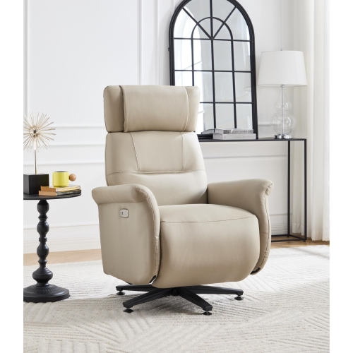 Electric Recliner Chair With Swivel Cream - M-110278BA