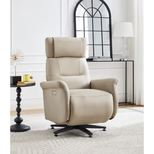 Electric Recliner Chair With Swivel Cream - M-110278BA