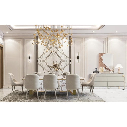 Dining Table with 8 Chairs Including Side Board YM-48D4010-2L