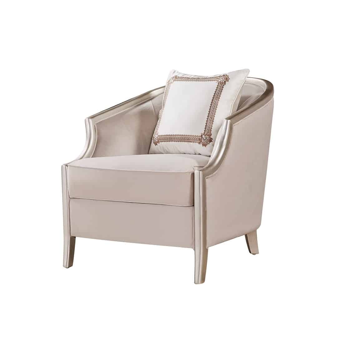 28-30-00219-5.jpg Warm dove grey classic fabric sofa set with rolled arms and matching table set — view 4
