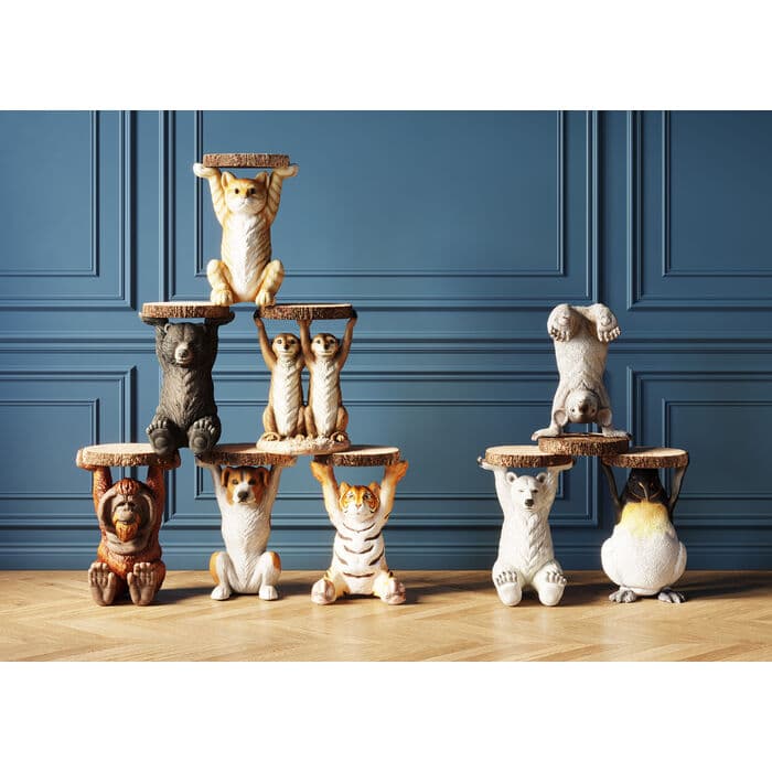 14-30-00283-10.jpg Black polyresin bear-shaped side table with natural log-slice top — view 2