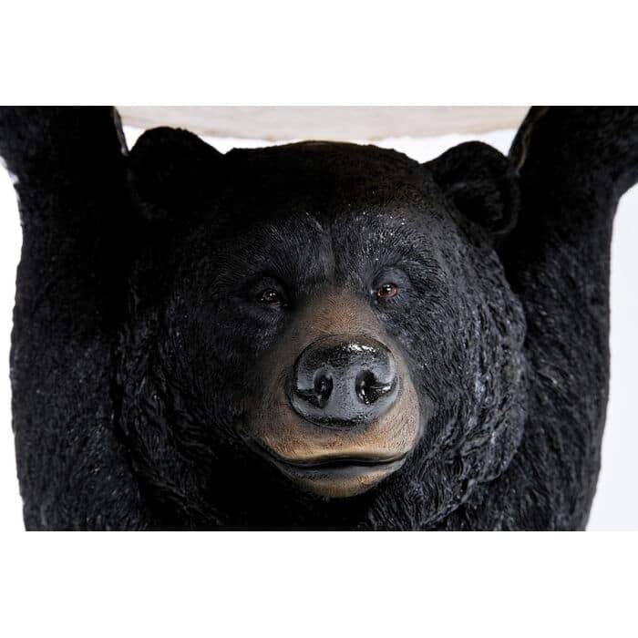 14-30-00283-2.jpg Black polyresin bear-shaped side table with natural log-slice top — view 9