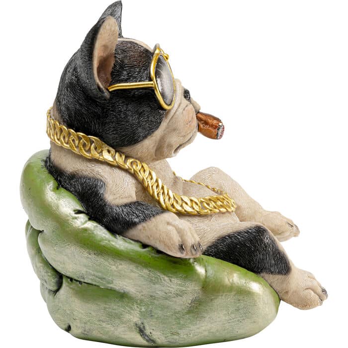 20-30-07303-8.jpg Hand-painted resin French Bulldog money box ornament with gold chain and sunglasses — view 3