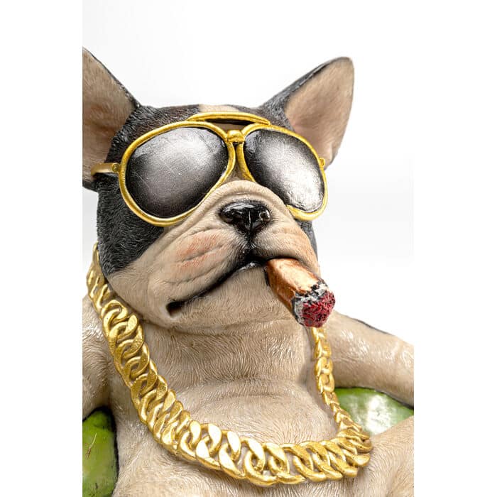 20-30-07303-2.jpg Hand-painted resin French Bulldog money box ornament with gold chain and sunglasses — view 5