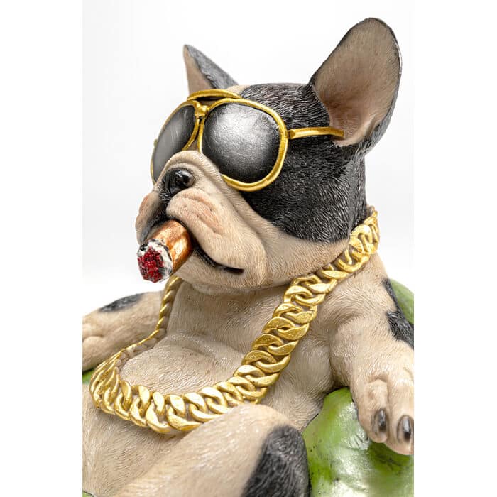 20-30-07303-3.jpg Hand-painted resin French Bulldog money box ornament with gold chain and sunglasses — view 6