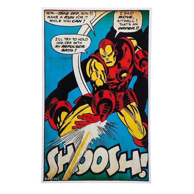 46-30-01368-2.jpg Comic-style canvas photo frame in fir wood with red yellow and blue superhero print — view 2