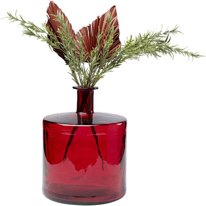 20-30-07050-5.jpg Ruby red hand-blown glass vase with cylindrical body and flared neck — view 5