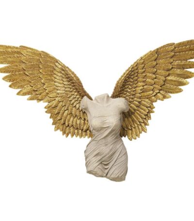 Gold-winged polyresin wall sculpture with stone-effect female torso