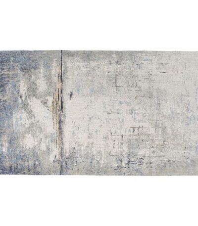 Hand-tufted navy blue and ivory abstract rug with gold accents, 200x300cm