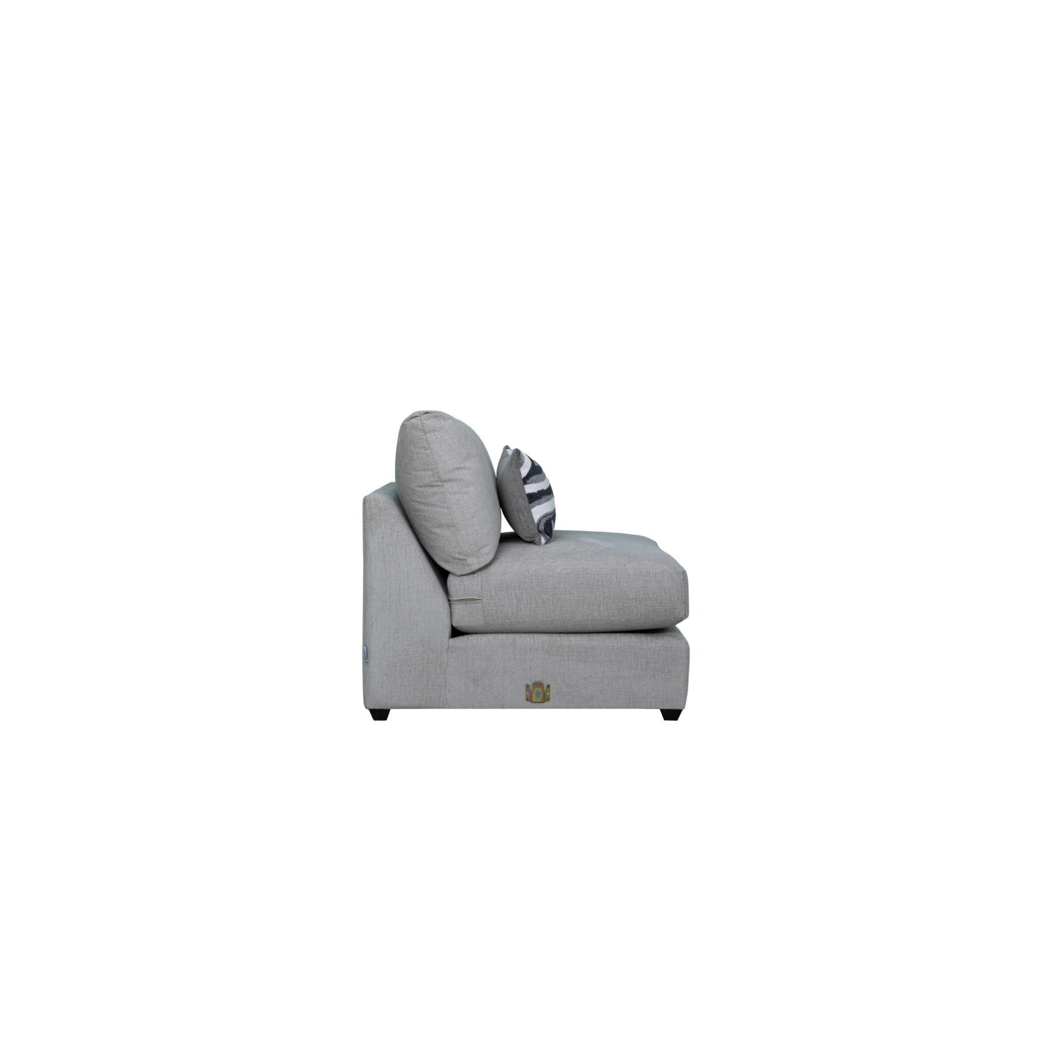 58-30-00100-5.jpg Warm grey fabric armless chair with geometric scatter cushion — view 3