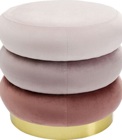 Round tiered velvet stool in mauve and blush with gold base