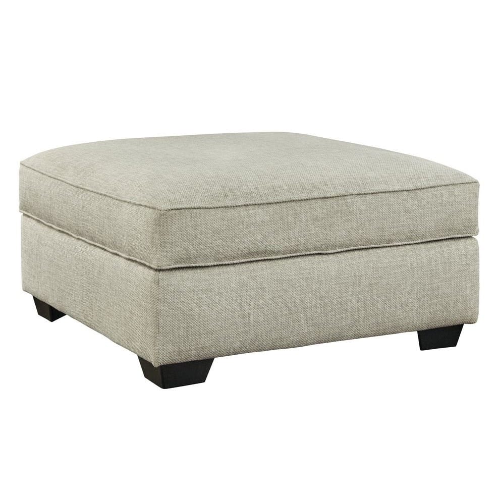 Square Beige fabric storage ottoman with lifted cushioned top