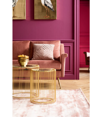 Set of 2 brass wire side tables with round mirrored glass tops