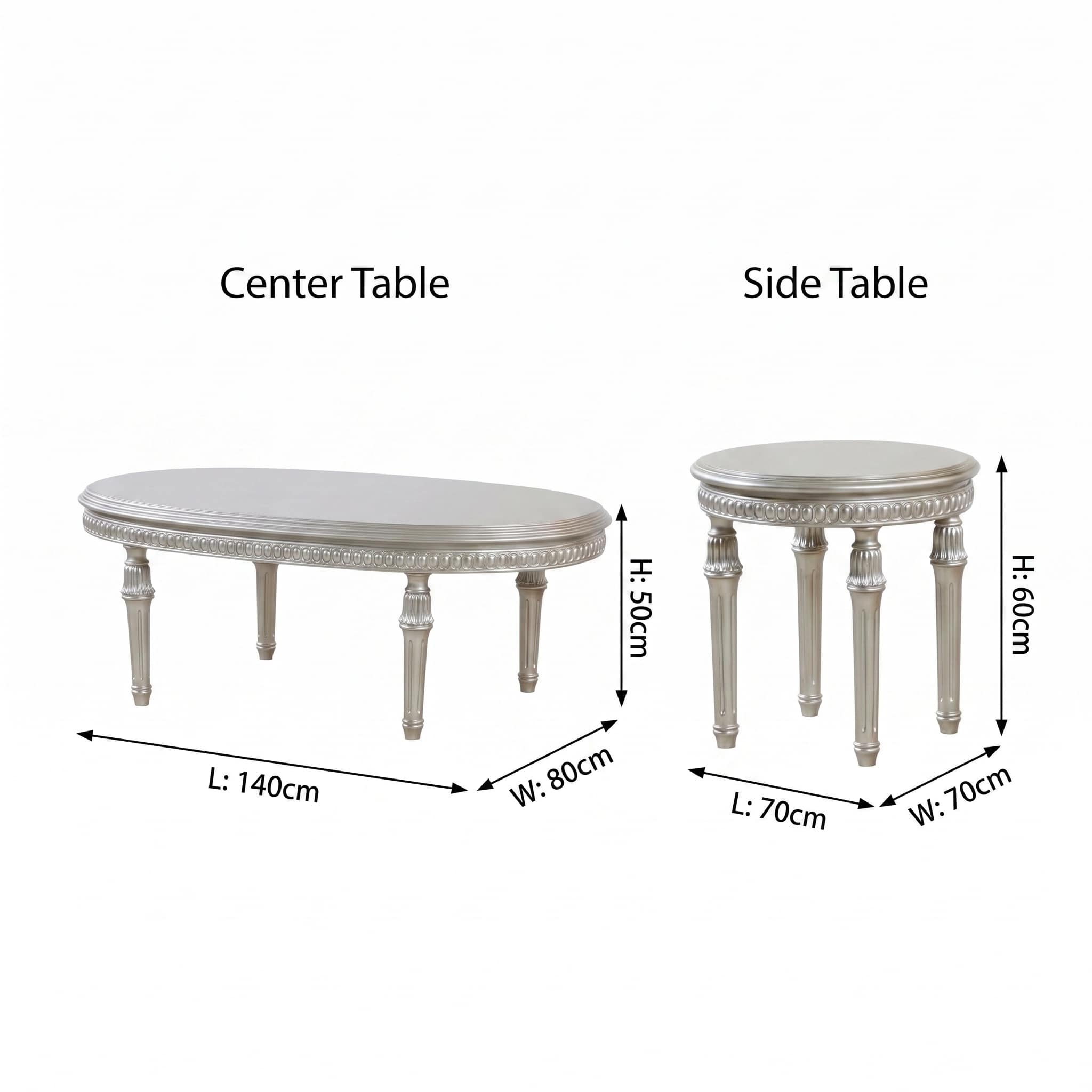 07-30-00714-7.jpg Dove Grey oval center table with carved fluted legs and bead-and-reel moulding — view 6