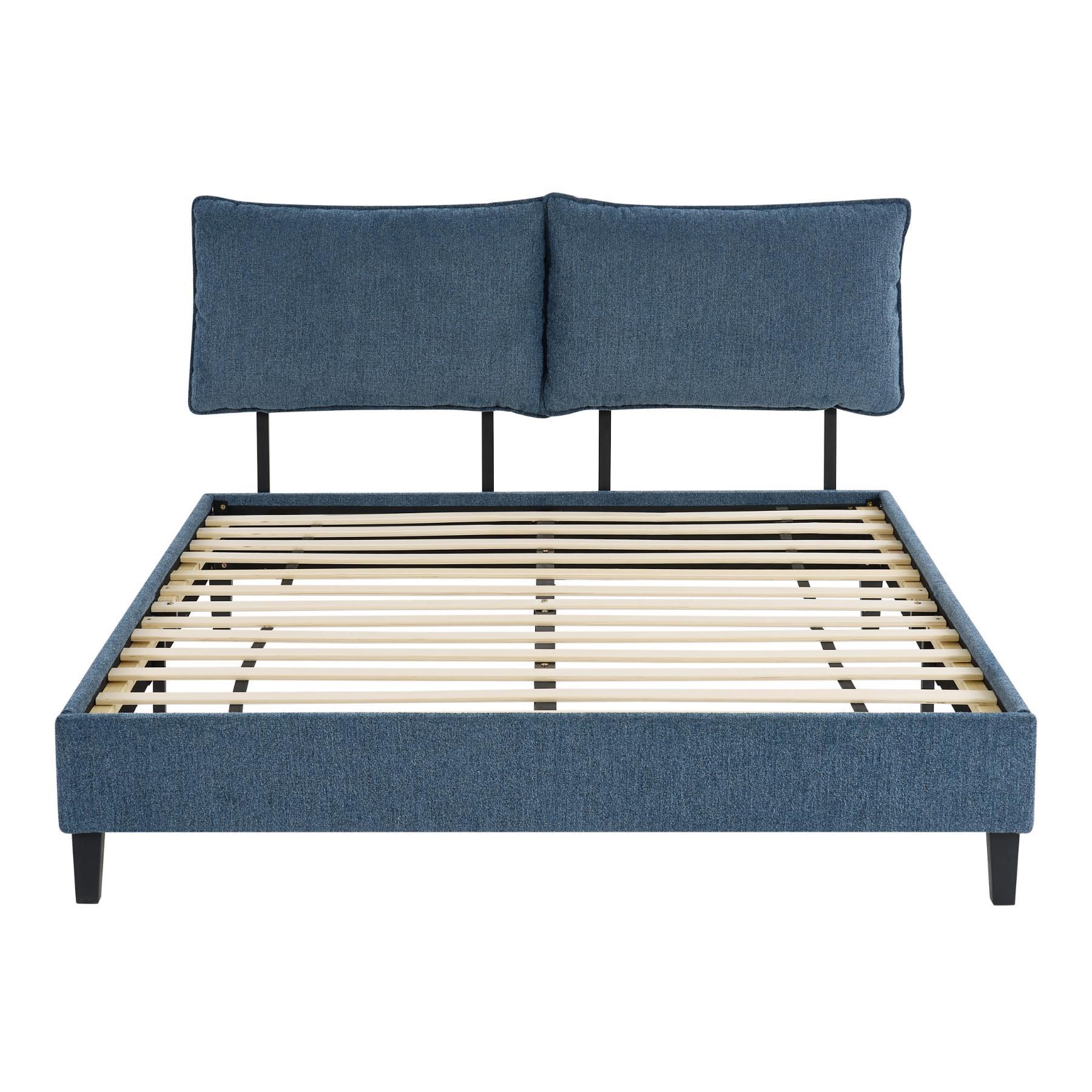 63-30-00012-2.jpg Queen upholstered bed with pillow-style headboard in Denim Blue fabric — view 2