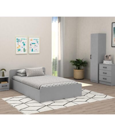 Cool Grey single bed with panel headboard from a 5-piece bedroom set