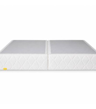 White quilted fabric divan base 150x200 cm with split dual-platform design
