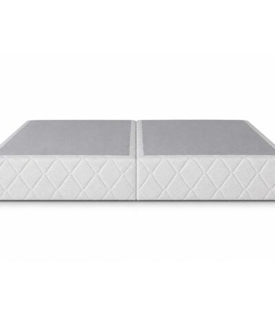 White upholstered King size divan base with quilted fabric sides