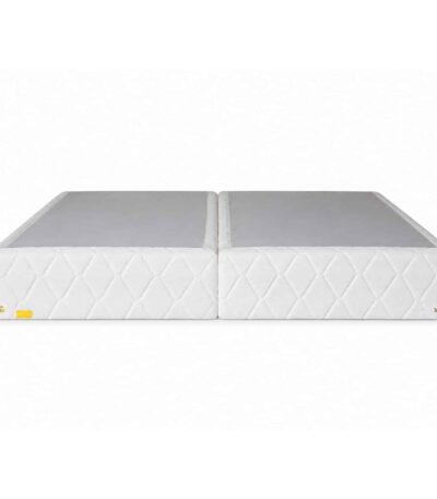 White upholstered King size divan base with diamond-quilted sides