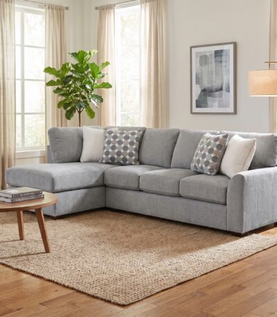 Saint Marino 2 Seater Fabric Corner Sectional Sofa - Ash Grey